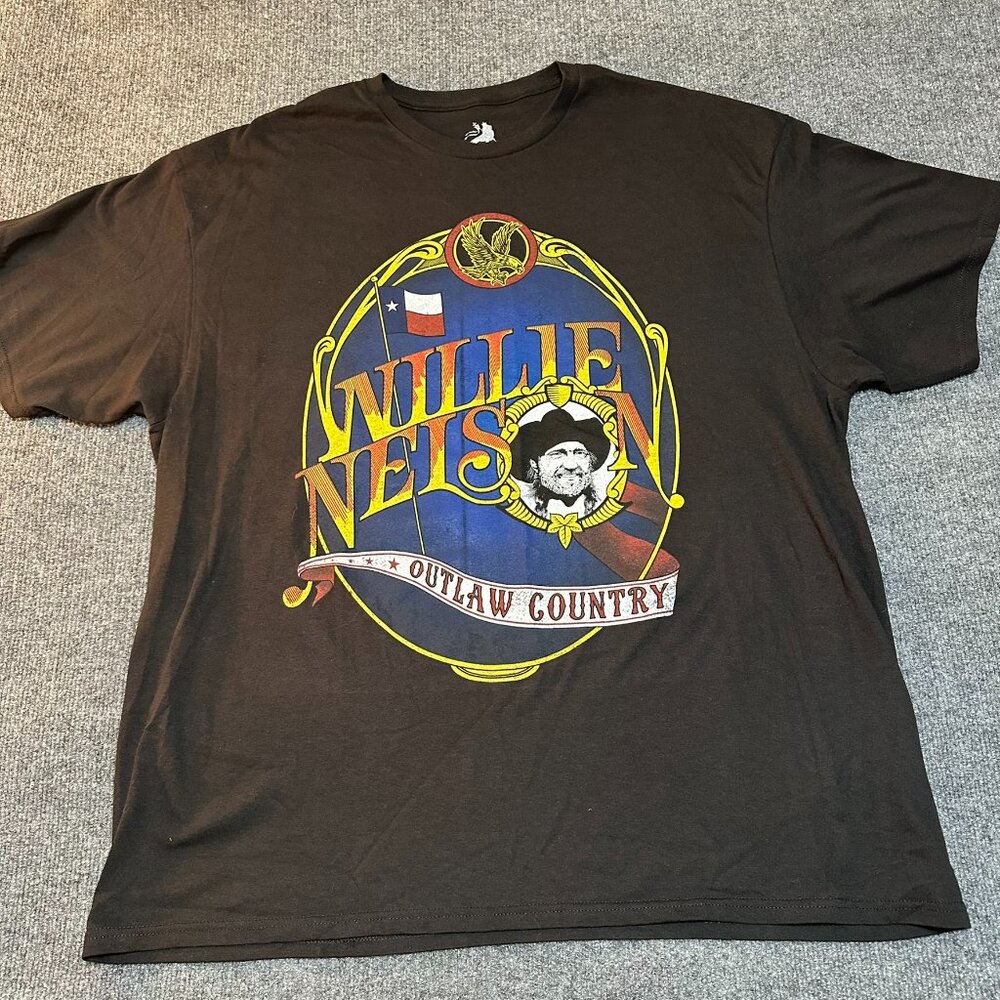 Willie Nelson Outlaw Country T-Shirt Size 2XL Black Short Sleeve